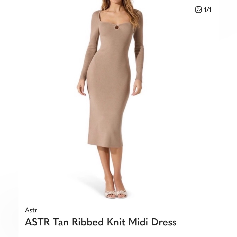 ASTR Women's Tan Midi Dress M